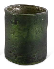 Olive Green Matte Glass Cylinder Containers - Small