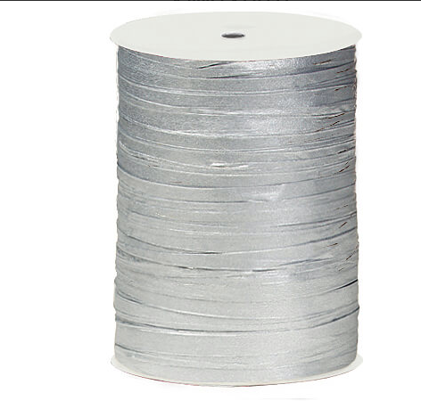 Metallic Silver Paper Raffia Ribbon, 100 yards