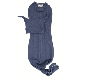 Bamboo Swaddle + Knot Hat - Midnight/Navy