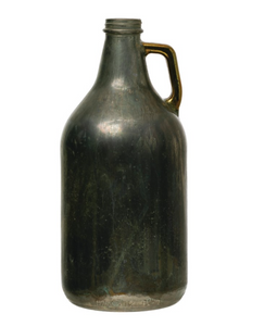 Glass Bottle with Handle, Pewter Finish