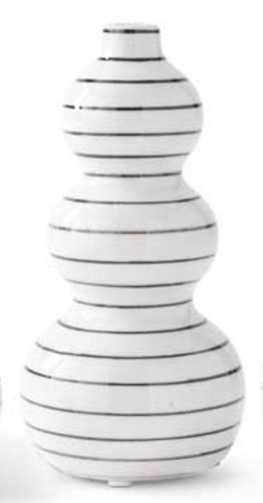 White & Black Striped Bud Vases