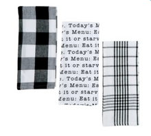 Load image into Gallery viewer, Today Menu Black &amp; White Dish Towel Set
