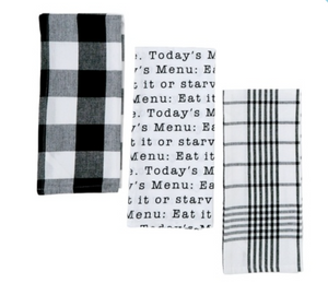Today Menu Black & White Dish Towel Set