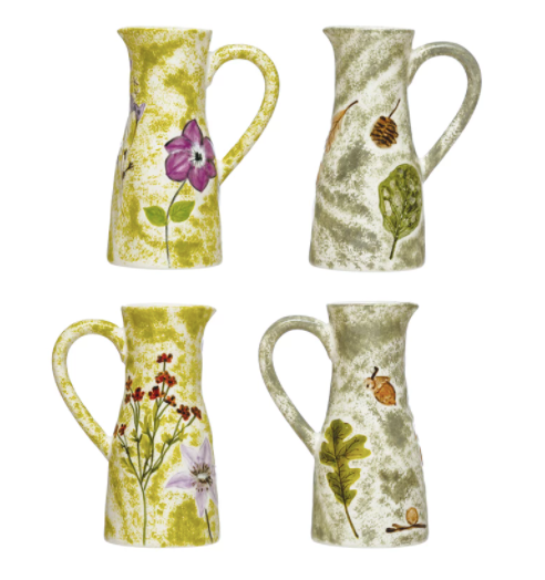 Stoneware Pitcher w/ Florals