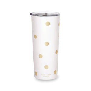 Stainless Steel Tumbler, Gold Dot with Script