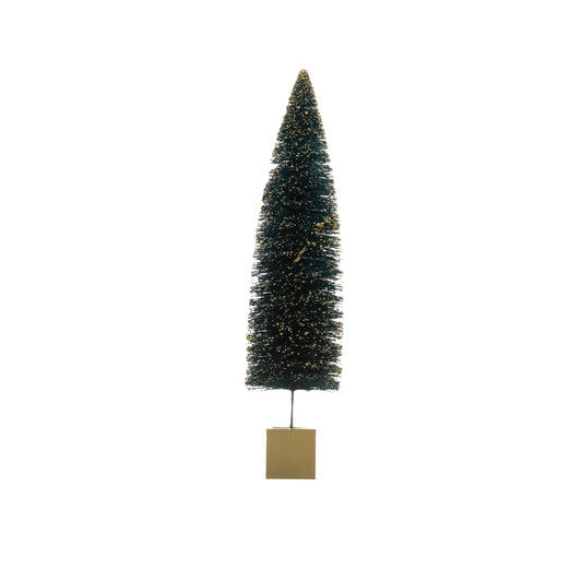 Bottle Brush Tree on Gold Wood Base, Midnight Blue w/ Gold Glitter