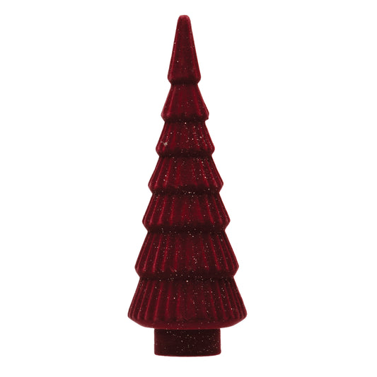 Flocked Resin Tree, Burgundy