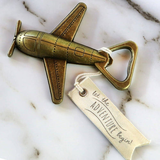 "Let the Adventure Begin" Airplane Bottle Opener