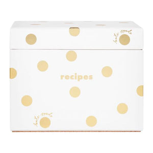 Recipe Box, Gold Dot with Script