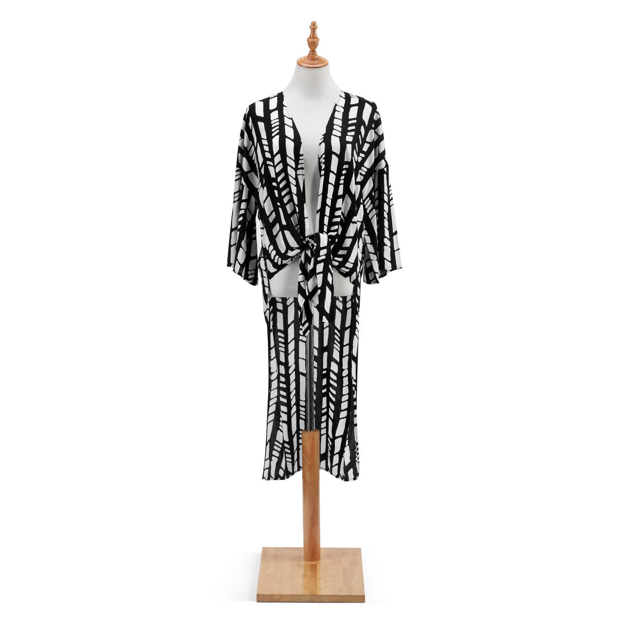 Tie Front Duster - Black & White