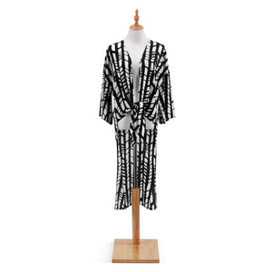 Tie Front Duster - Black & White