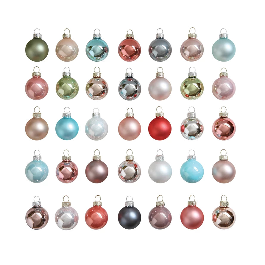 Glass Ball Ornaments, Boxed Set of 54 - Multi-Colored