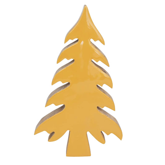 Enameled Mango Wood Christmas Tree, Mustard Color