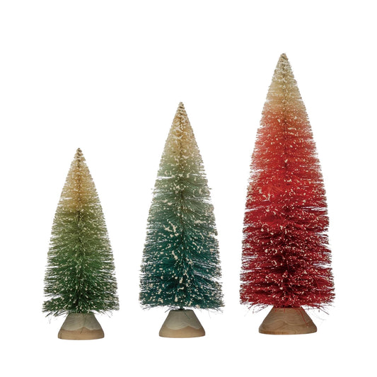 Brush Trees w Wood Bases Ombre